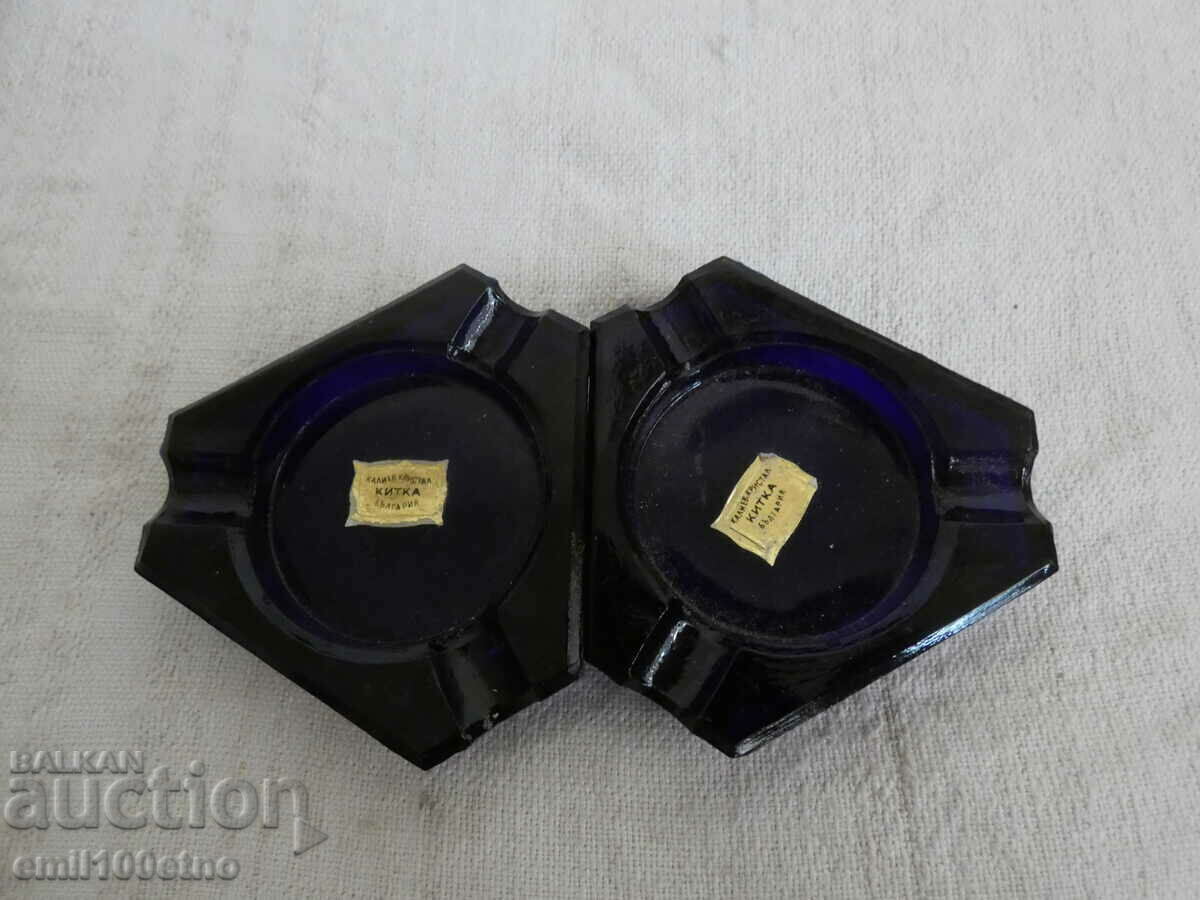 Set of two small ashtrays potassium crystal Kitka Novi Pazar
