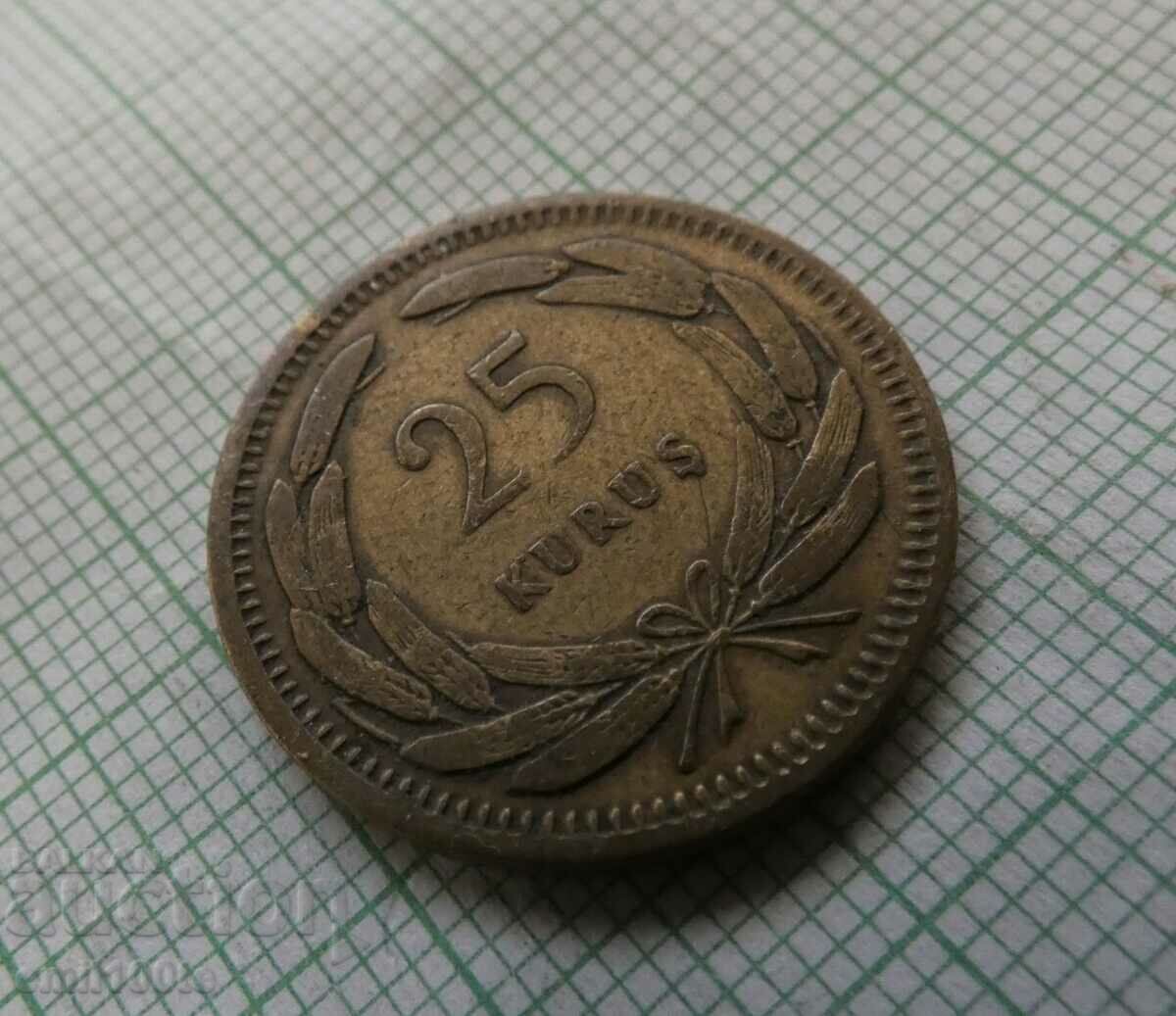 25 Kurush 1955 Turkey with price 5.00 BGN | € 2.56