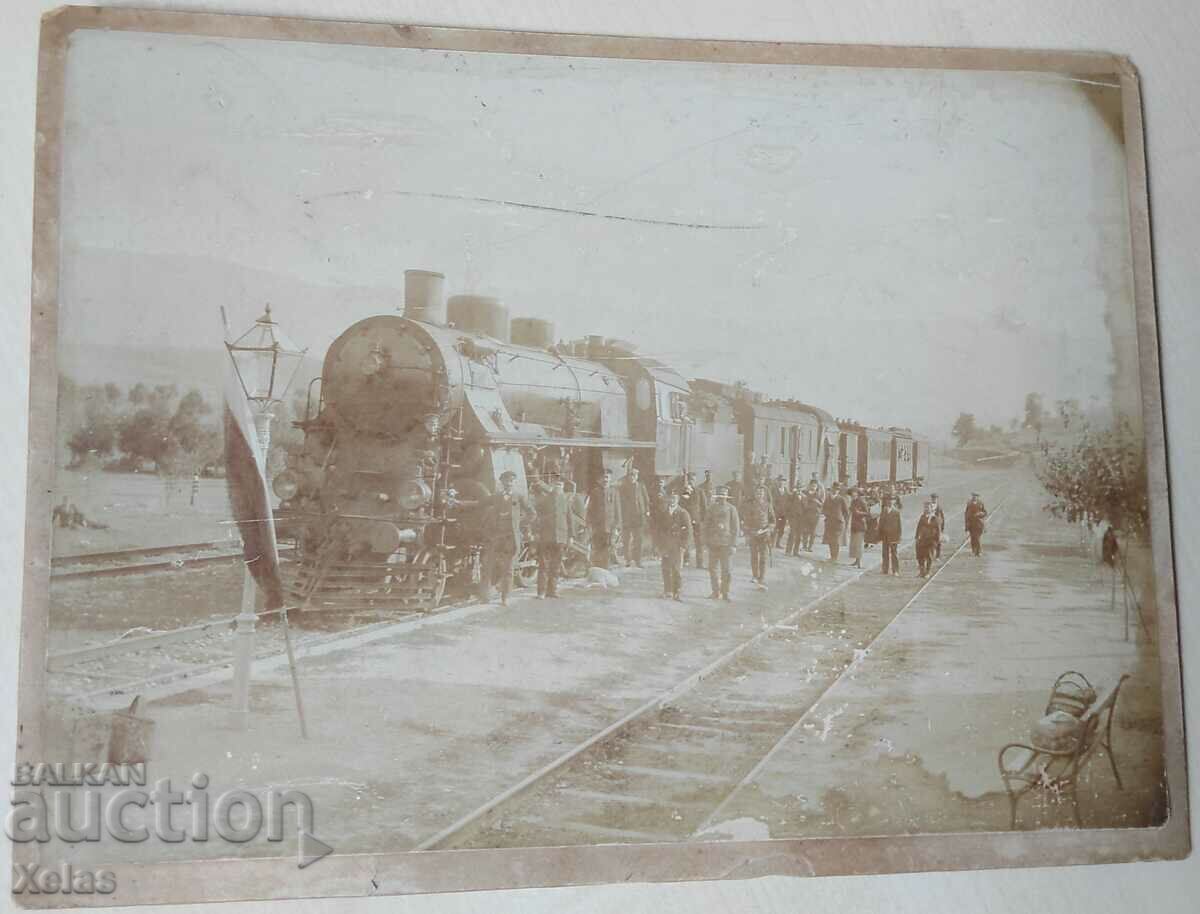 Стара голяма снимка 1910-та влак гара