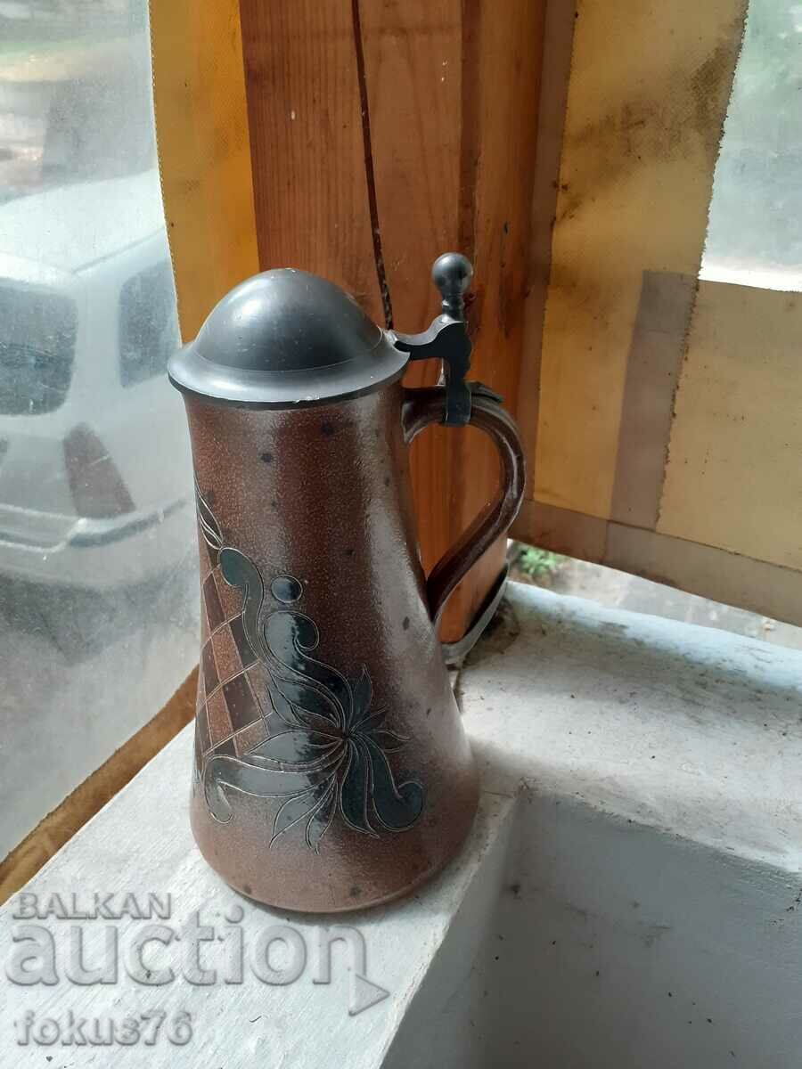 Auction  Old German ceramic beer mug