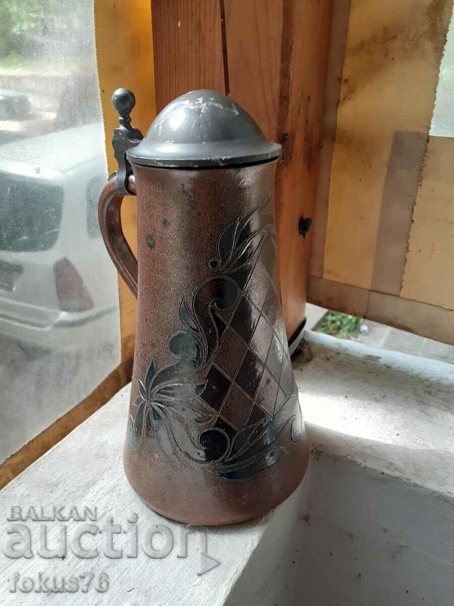 Стара немска халба за бира керамика