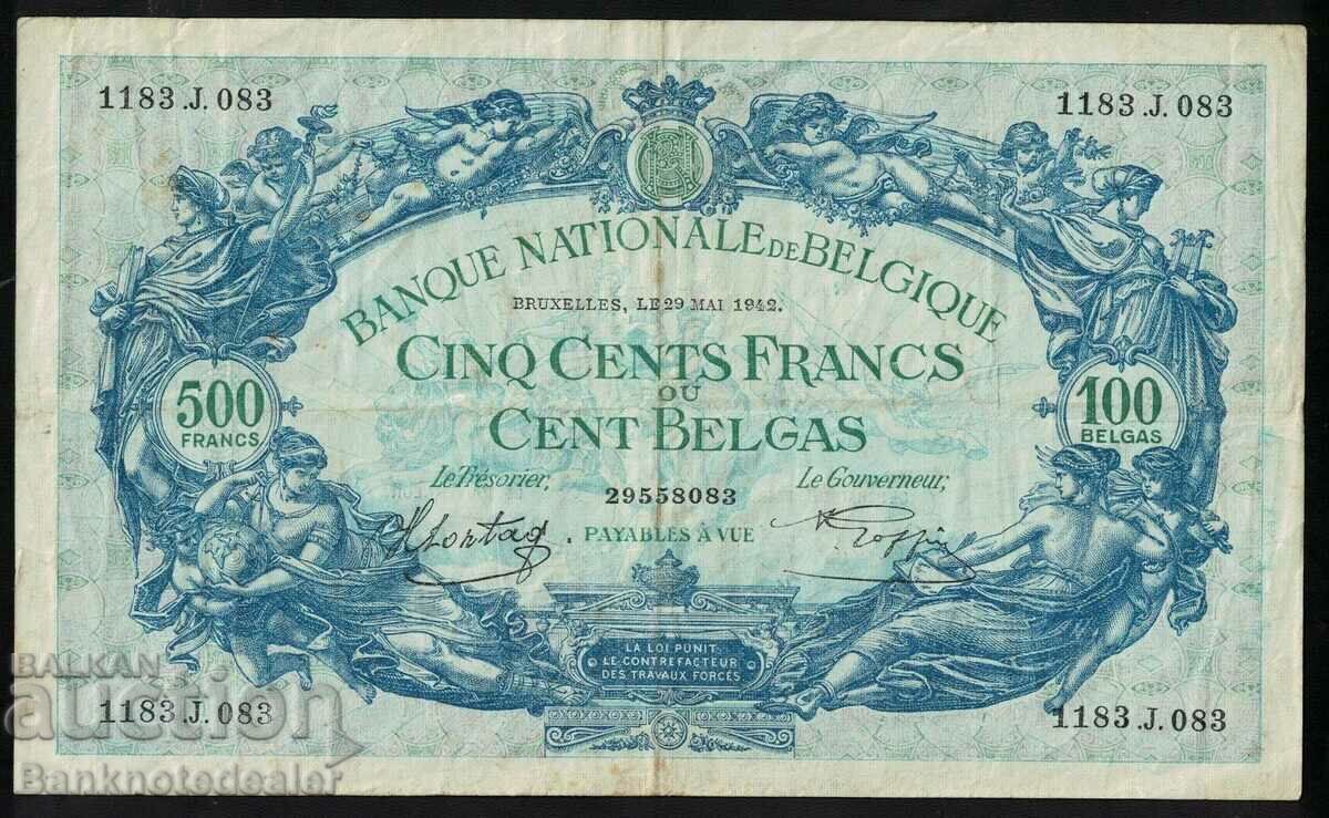Belgium 500 Francs 1942 Pick 109 Ref 8083