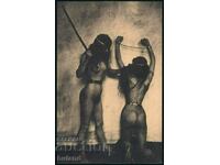 Old French Erotic Postcard Erotica Women Woman