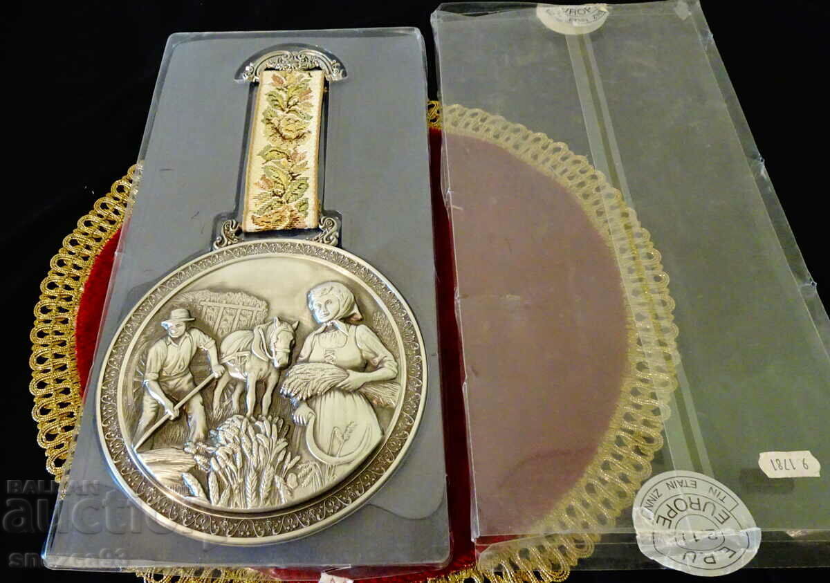 Pewter panel, Harvest, Family, tin wedding