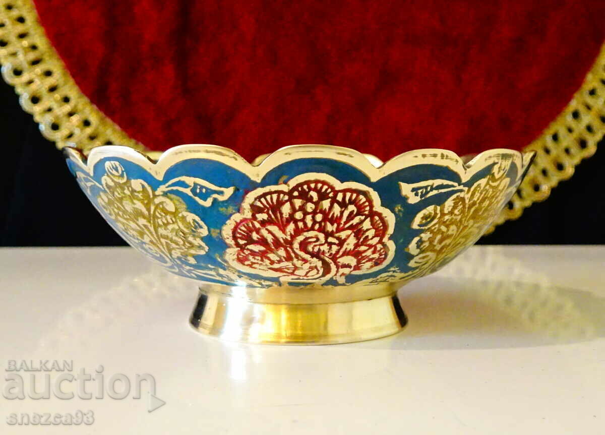 Bronze nut bowl, peacock, cellular enamel. with price 29.00 BGN | € 14.83 Bronze nut bowl, peacock, cellular enamel. with price 29.00 BGN | € 14.83