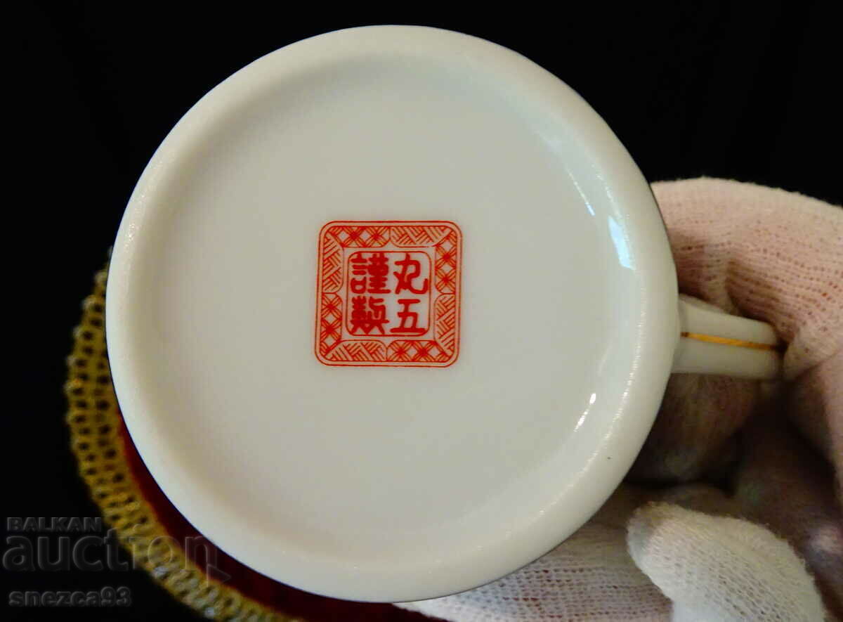 Jug, latiera Japanese Eiwa Kinsei porcelain, gold, peacocks. - 7 Jug, latiera Japanese Eiwa Kinsei porcelain, gold, peacocks. - 7