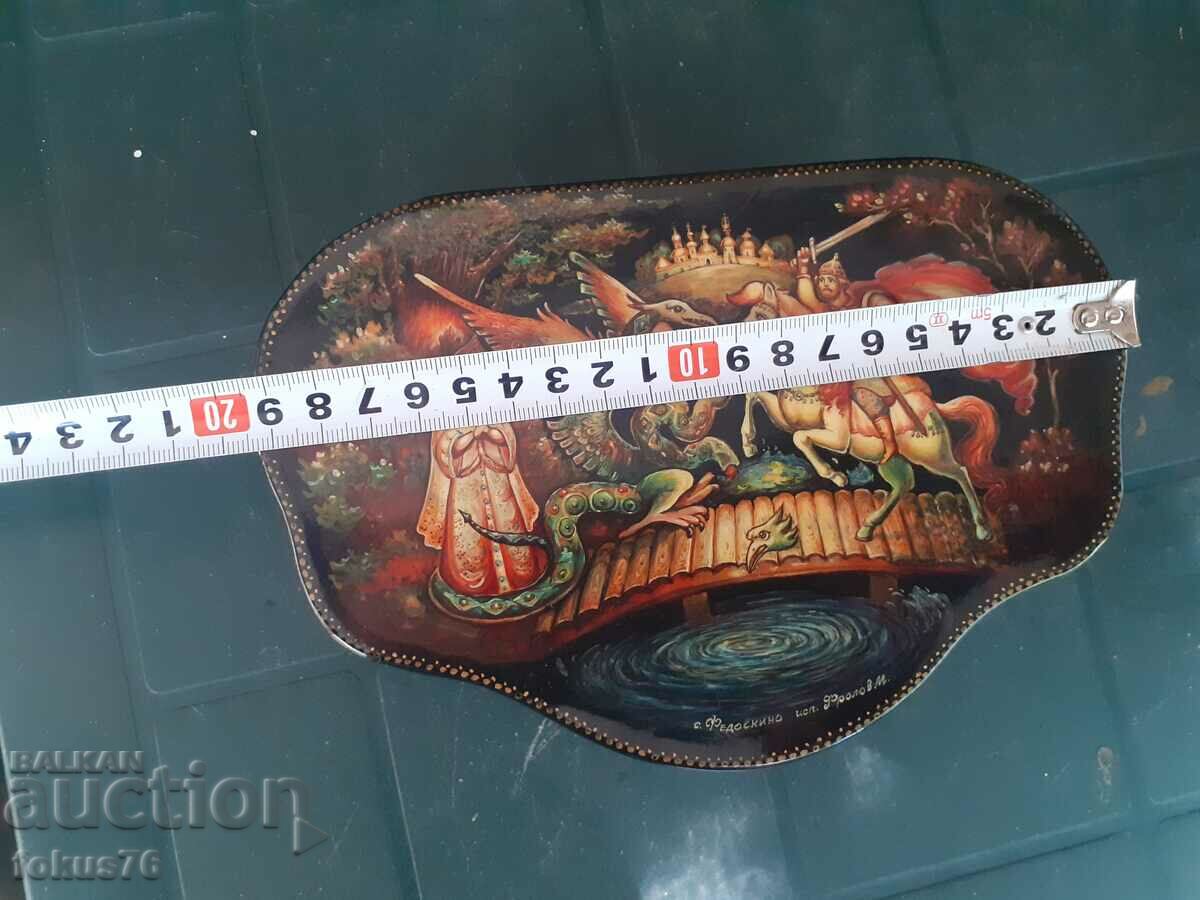 Unique Russian large lacquer box Fedoskino hero llama dragon - 6 Unique Russian large lacquer box Fedoskino hero llama dragon - 6