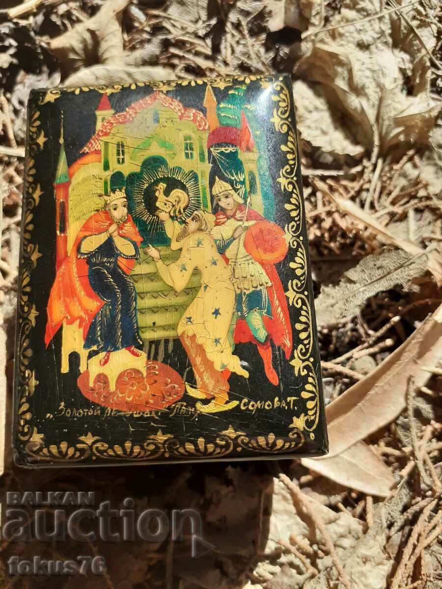Auction  Unique Russian Small Lacquer Box Painted Fairy Tale Scene