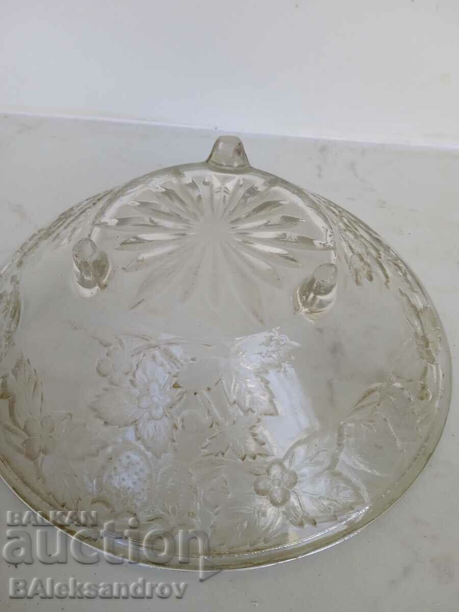 Delivery of Old glass transparent fruit bowl Delivery of Old glass transparent fruit bowl