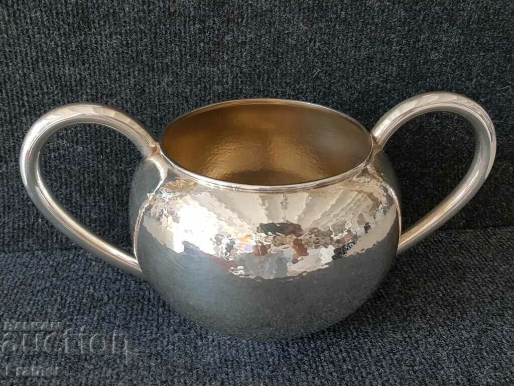 Delivery of Silver forged silver bowl cup tas spear on antique vessel Delivery of Silver forged silver bowl cup tas spear on antique vessel