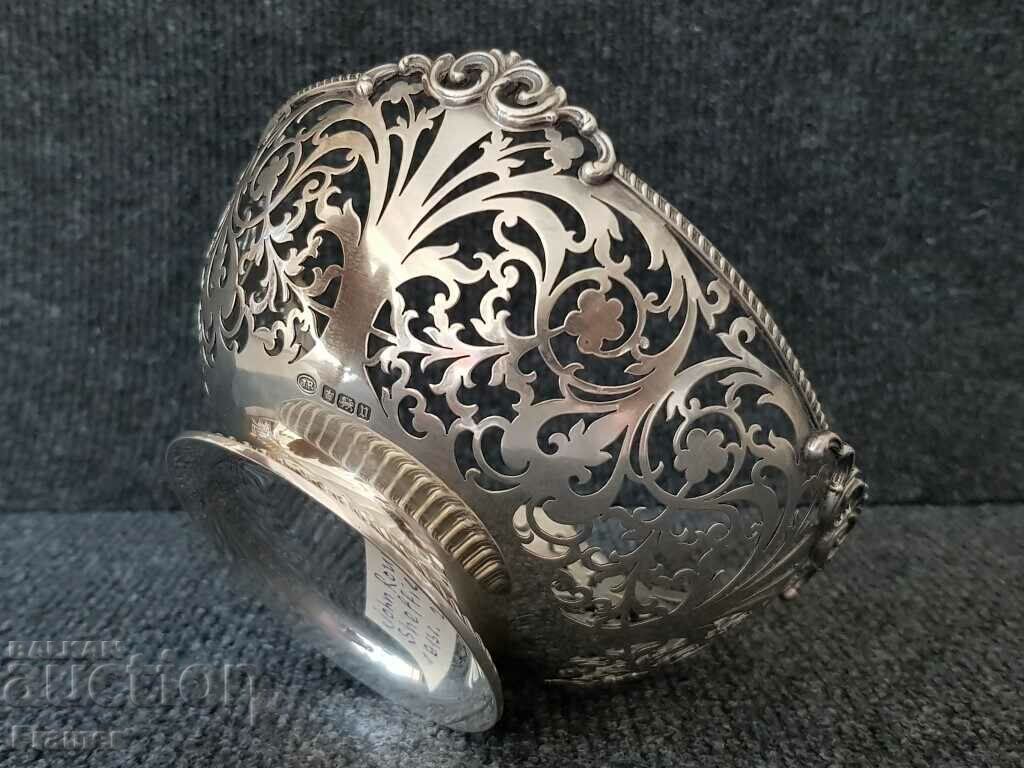 Silver Openwork Silver Bowl Cup Tasse Old England1913 Sheffield - 5 Silver Openwork Silver Bowl Cup Tasse Old England1913 Sheffield - 5