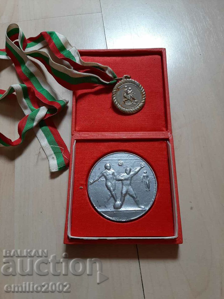 Football plaque and medal