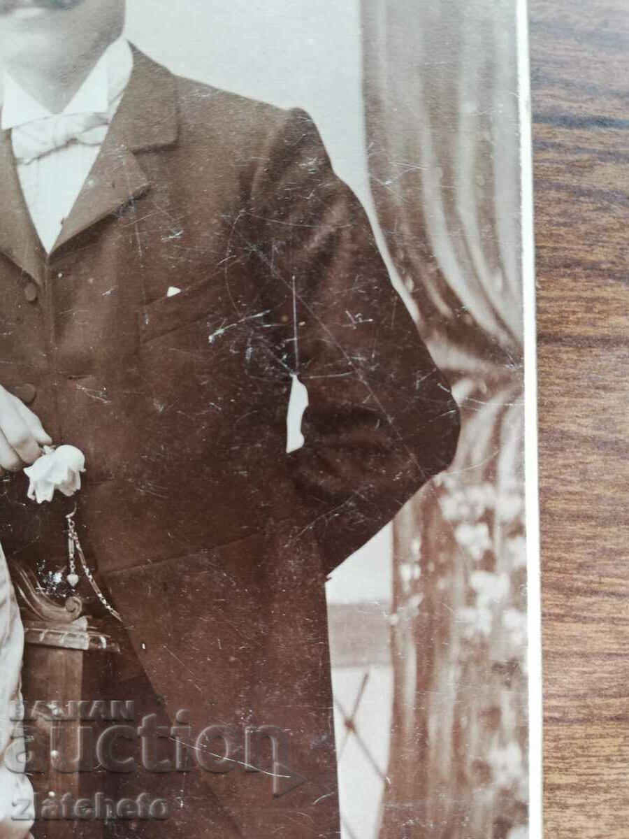 Auction Old cardboard photo of Stefan Stefanov and Elena St. Auction Old cardboard photo of Stefan Stefanov and Elena St.