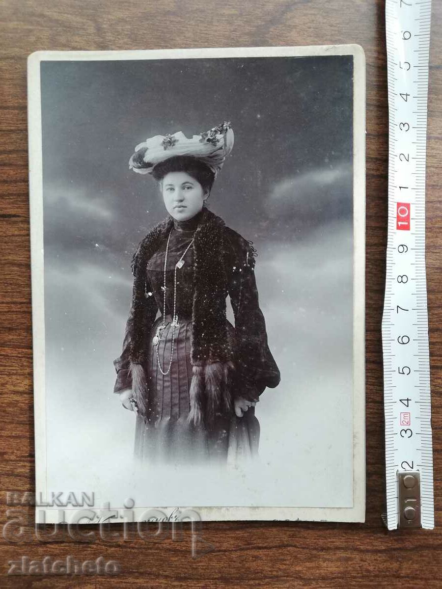 Old cardboard photo of Elena Stefanova with price 50.00 BGN | € 25.56