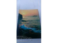 Пощенска картичка Аркутино Морският бряк Изгрев слънце 1980