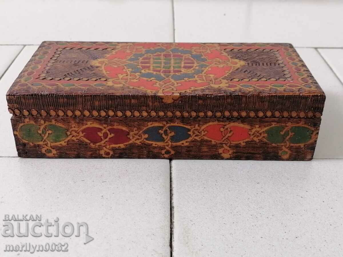 Old pyrographic box of wood, wooden, 40's with price 55.00 BGN | € 28.12 Old pyrographic box of wood, wooden, 40's with price 55.00 BGN | € 28.12