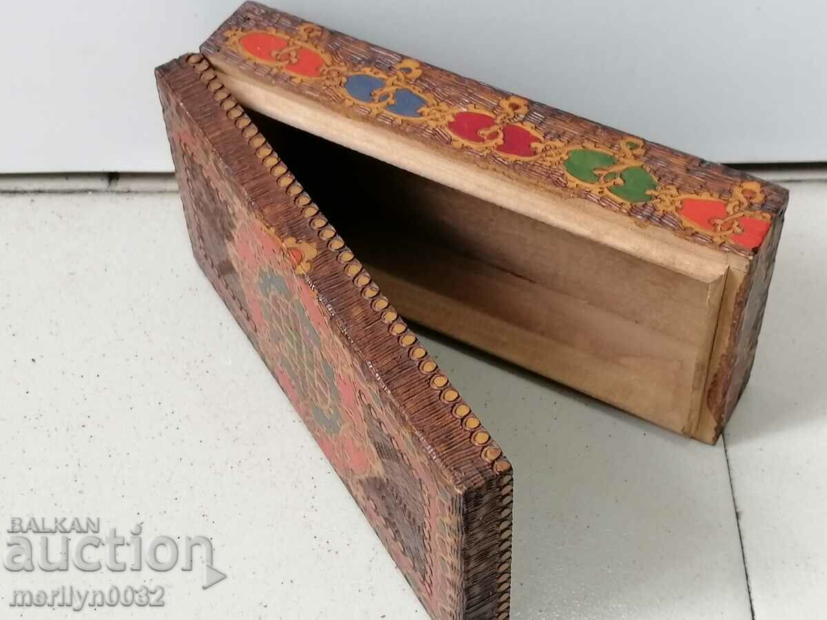 Old pyrographic box of wood, wooden, 40's - 7 Old pyrographic box of wood, wooden, 40's - 7