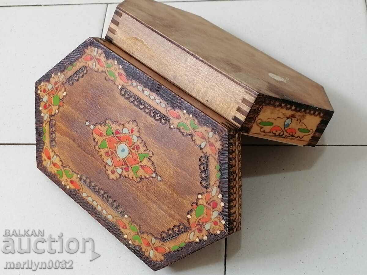 Old pyrographic box of wood, wooden, 40's - 7 Old pyrographic box of wood, wooden, 40's - 7