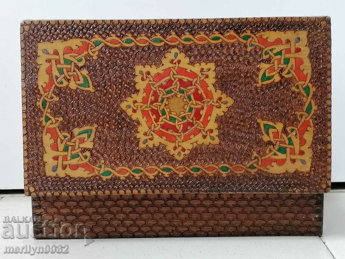 Old pyrographic box of wood, wooden, 40's - 6 Old pyrographic box of wood, wooden, 40's - 6