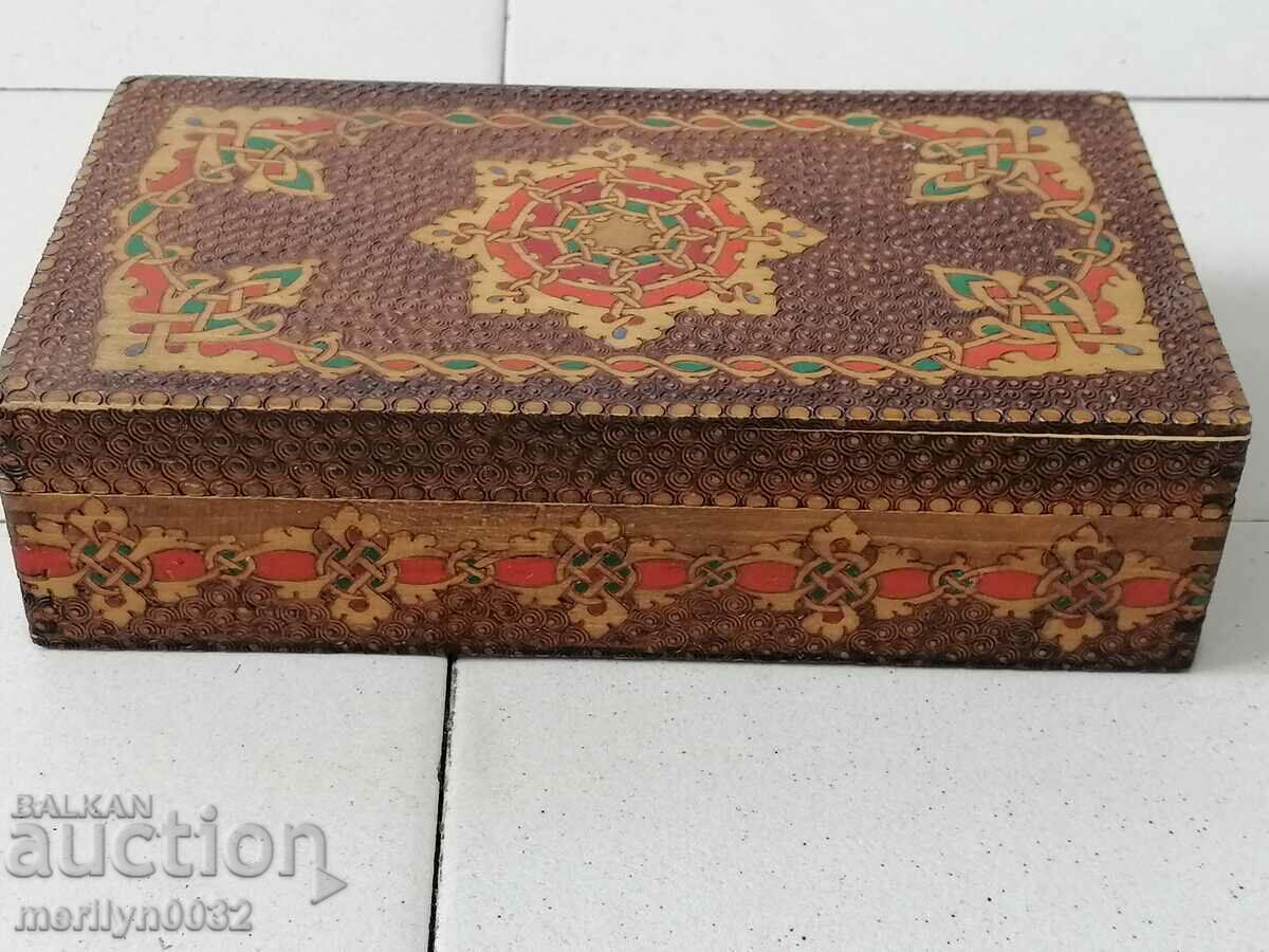 Old pyrographic box of wood, wooden, 40's - 7 Old pyrographic box of wood, wooden, 40's - 7
