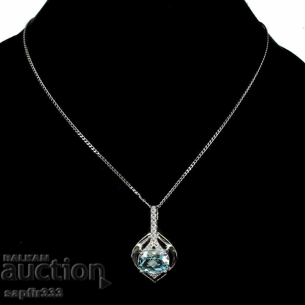 FINE SILVER MEDALLION WITH NATURAL BLUE TOPAZ AND ZIRCONIA with price 147.00 BGN | € 75.16