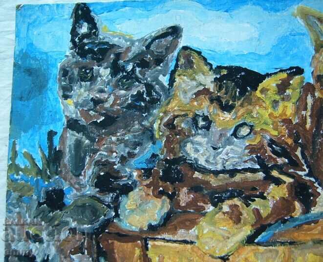 Watercolor drawing "Three kittens" with price 12.00 BGN | € 6.14 Watercolor drawing "Three kittens" with price 12.00 BGN | € 6.14