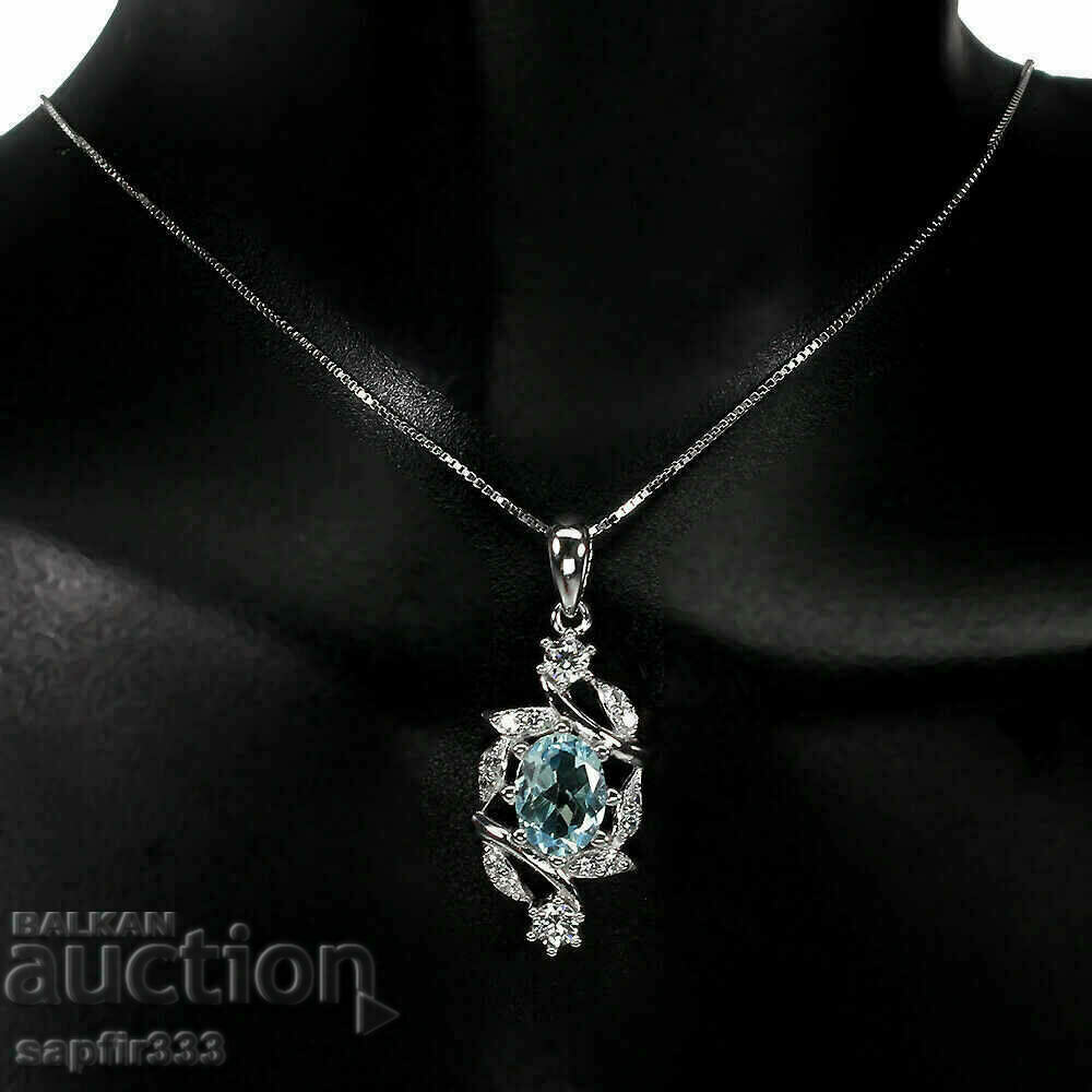FINE SILVER MEDALLION WITH NATURAL BLUE TOPAZ AND ZIRCONIA with price 127.00 BGN | € 64.93 FINE SILVER MEDALLION WITH NATURAL BLUE TOPAZ AND ZIRCONIA with price 127.00 BGN | € 64.93