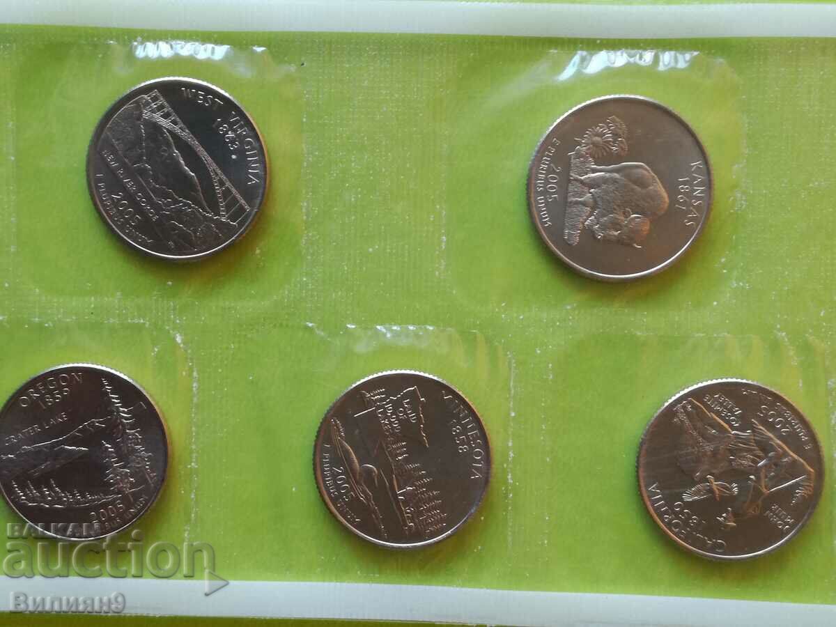 Set of Jubilee 1/4 Quarters / 25 Cents USA 2005 "P" Unc