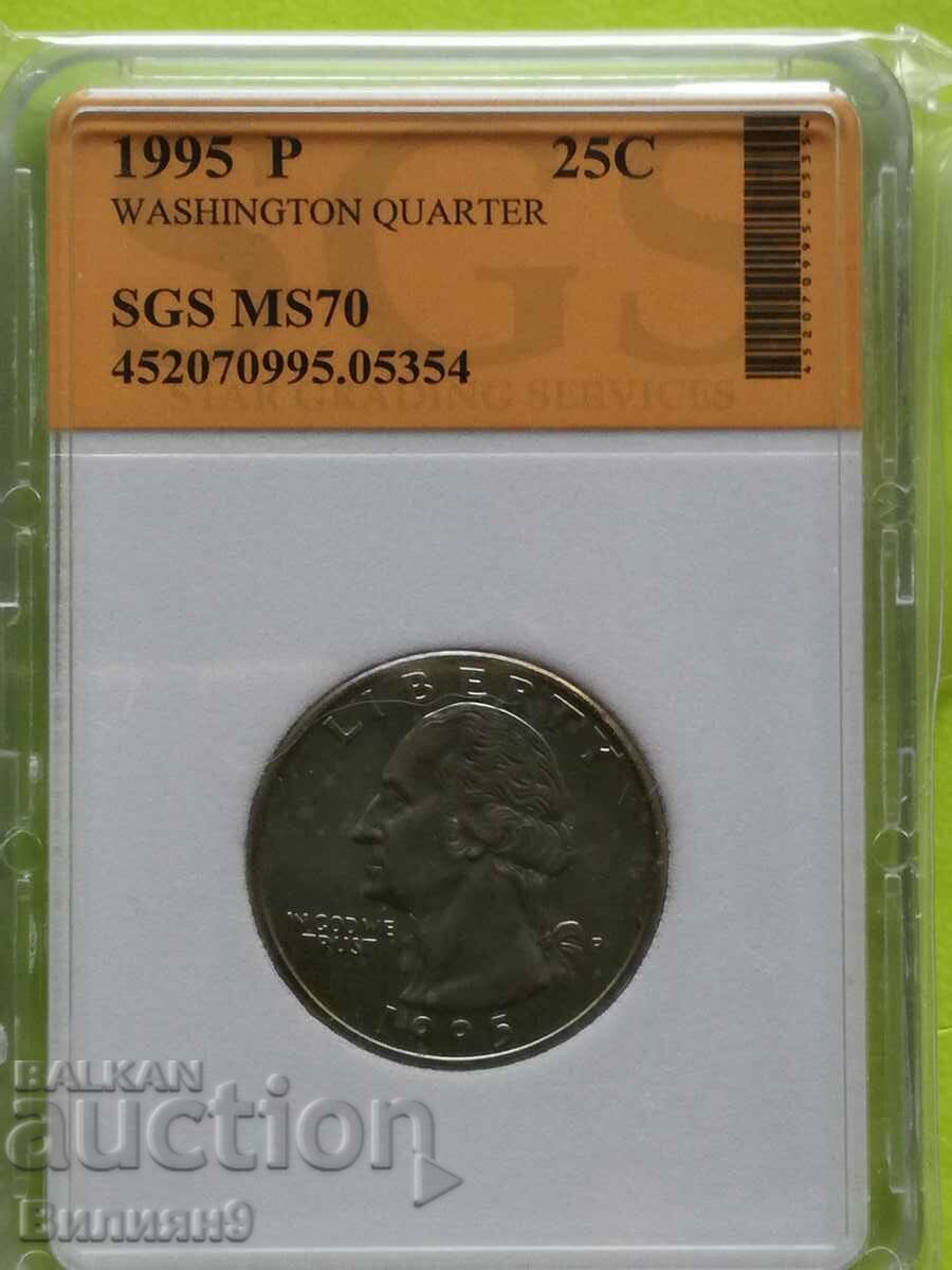 25 Cents 1995 ''P'' USA Certified SGS - MS70