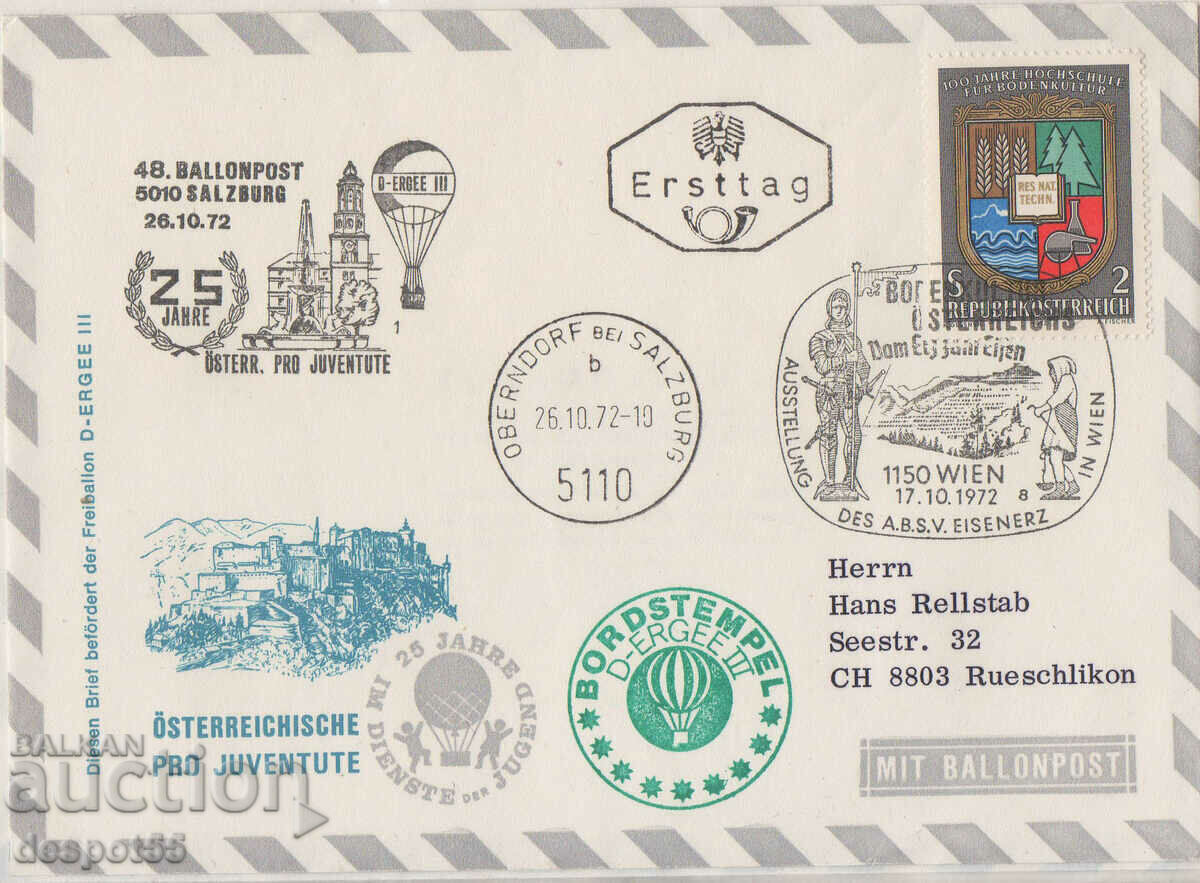 1972. Austria. Balloon mail.