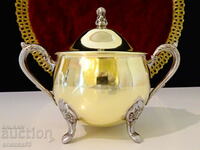 Leonard sugar bowl in brass and pewter.