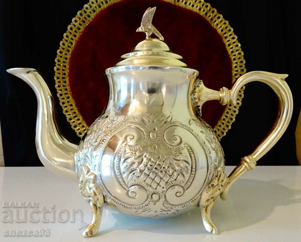 Moroccan bronze teapot, jug, eagle, ornaments - 7