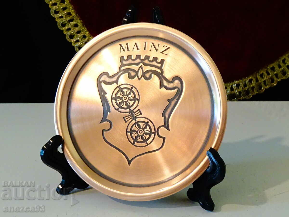 German copper plate, coaster from Mainz.