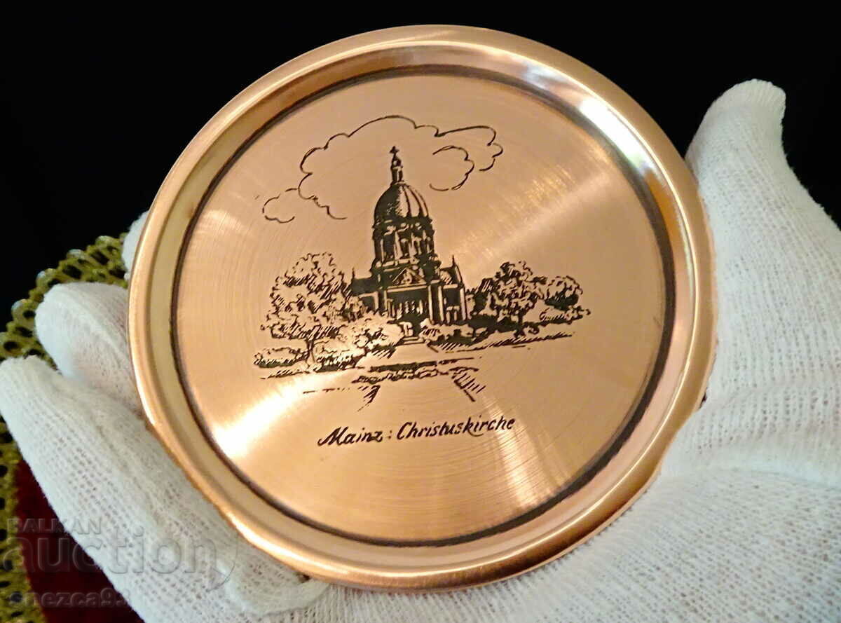 Copper plate, base with Church lithography. with price 9.00 BGN | € 4.60 Copper plate, base with Church lithography. with price 9.00 BGN | € 4.60