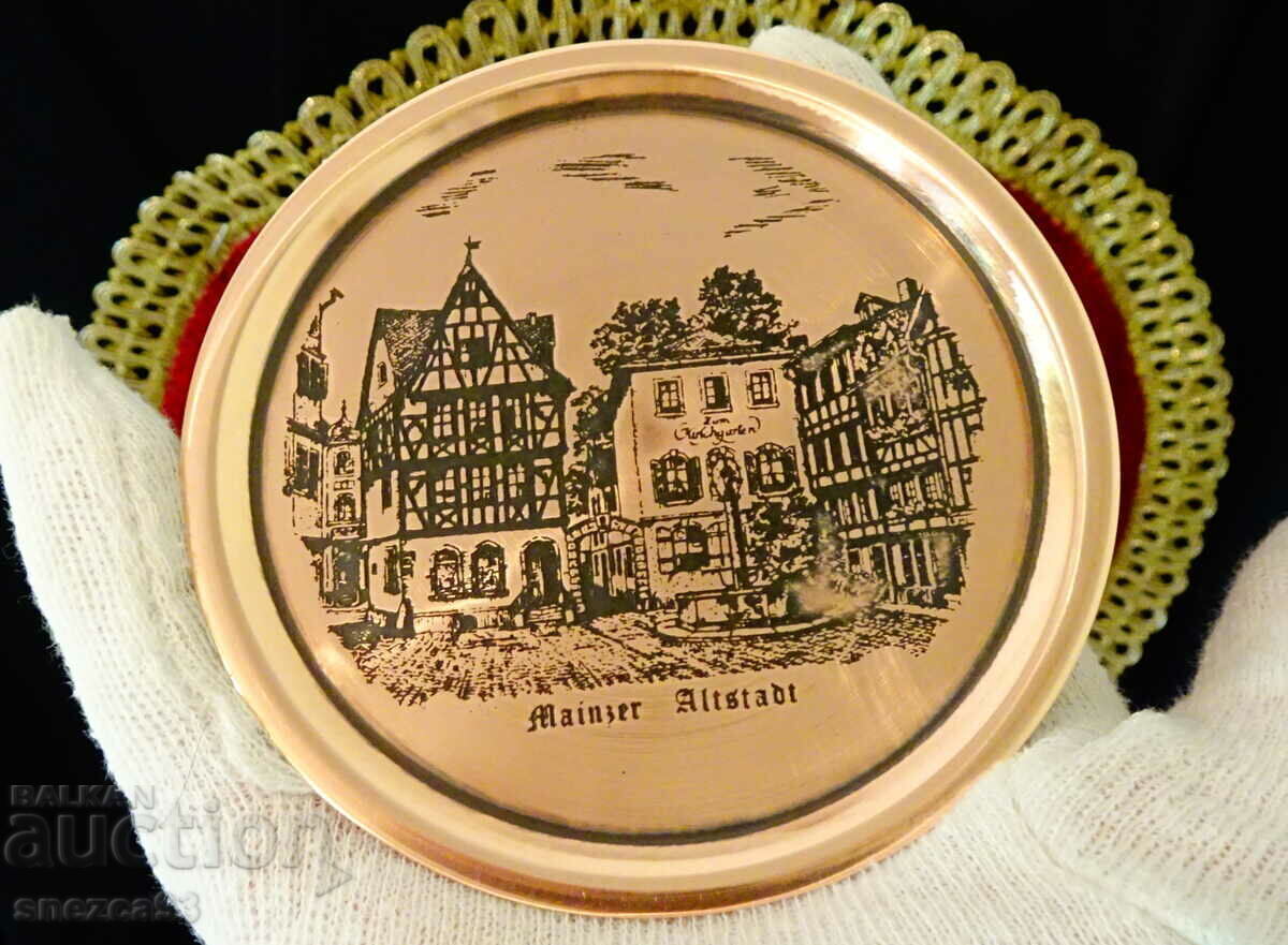 Copper plate, mat with Old Mainz lithograph. with price 9.00 BGN | € 4.60 Copper plate, mat with Old Mainz lithograph. with price 9.00 BGN | € 4.60