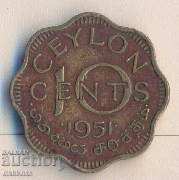 Ceylon 10 cents 1951