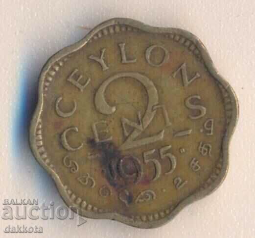 Ceylon 2 cenți 1955