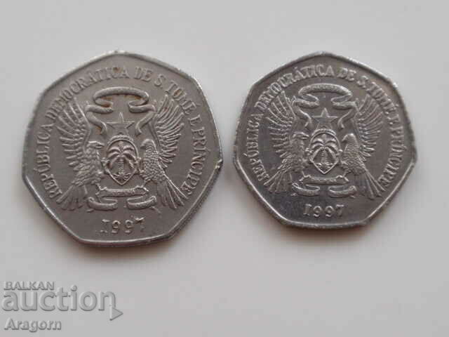 lot 2 coins of Sao Tome and Principe 1997; Sao Tome with price 9.99 BGN | € 5.11 lot 2 coins of Sao Tome and Principe 1997; Sao Tome with price 9.99 BGN | € 5.11