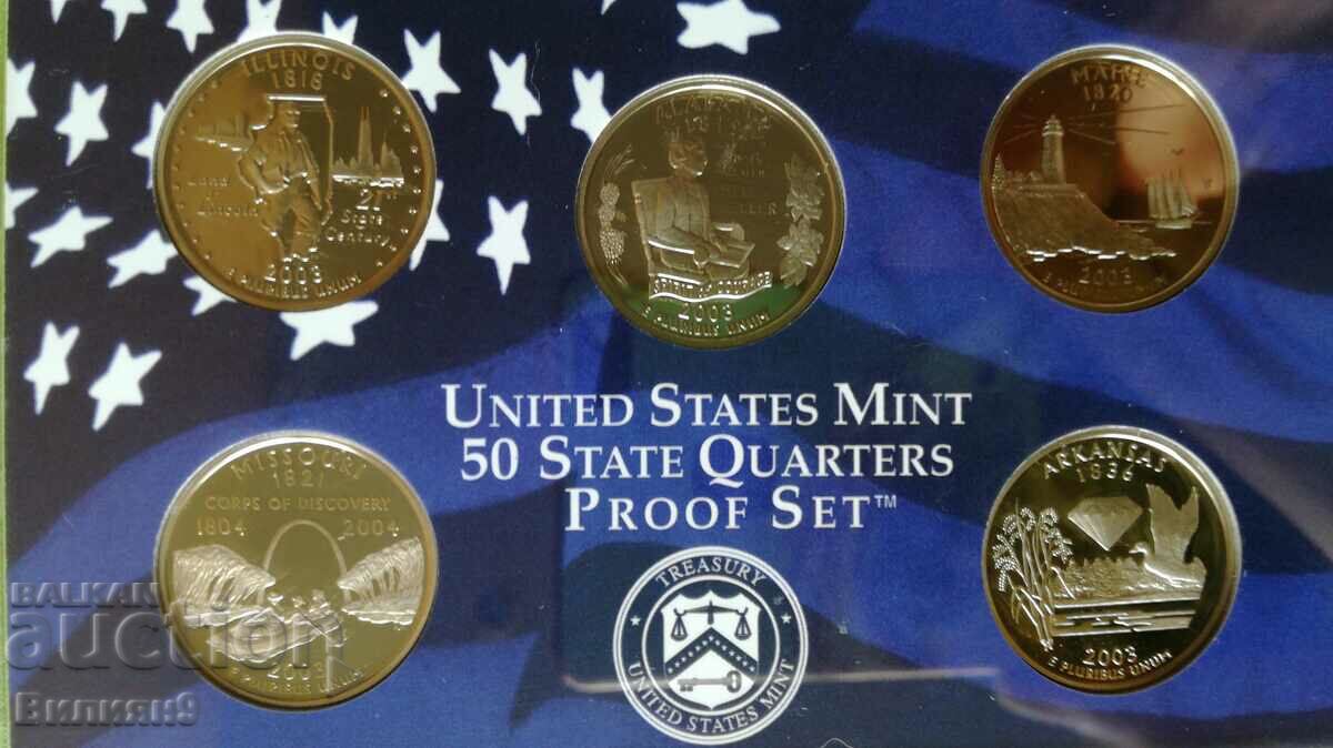 Set de Jubilee 1/4 Dollars Quarters 2003 ''S'' SUA Proof