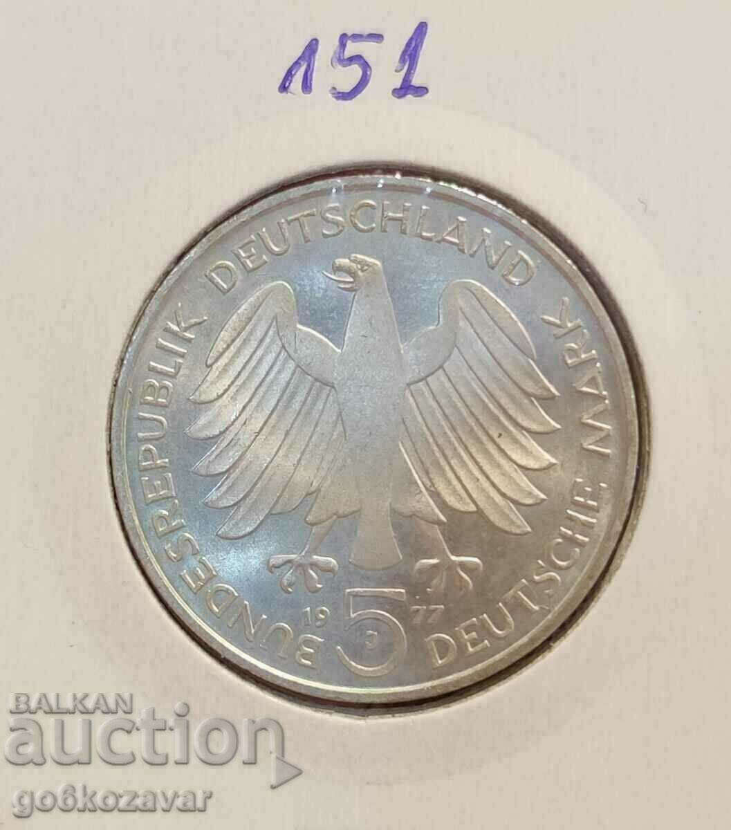 Германия 5 марки 1977г Сребро-Юбилейни,UNC