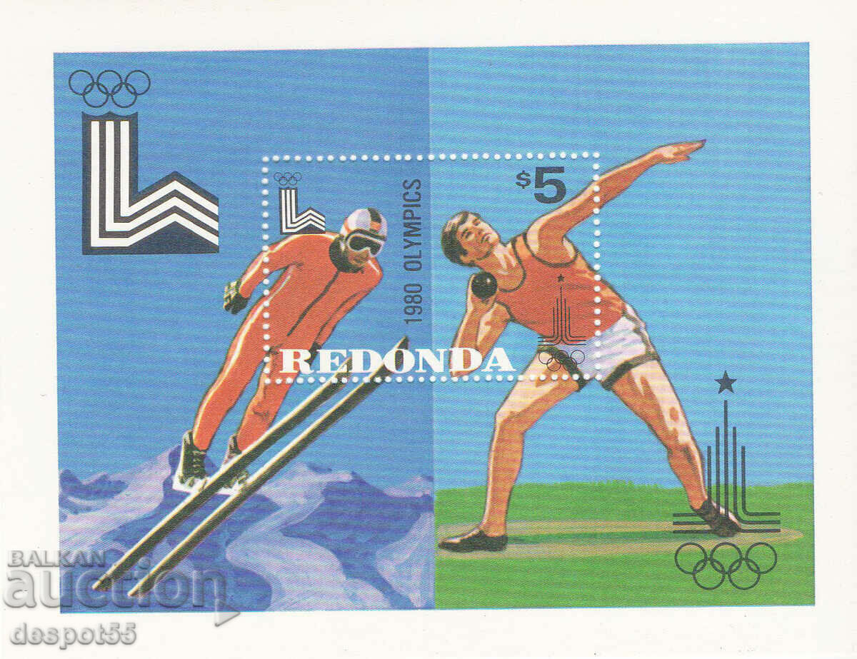 1980. Redonda. Jocurile Olimpice - Lake Placid și Moscova. Bloc.