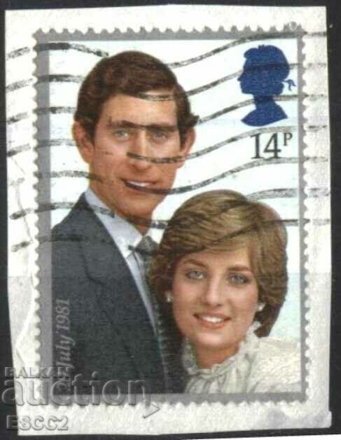 Клеймована марка Принц Чарлз и Даяна 1981 от Великобритания