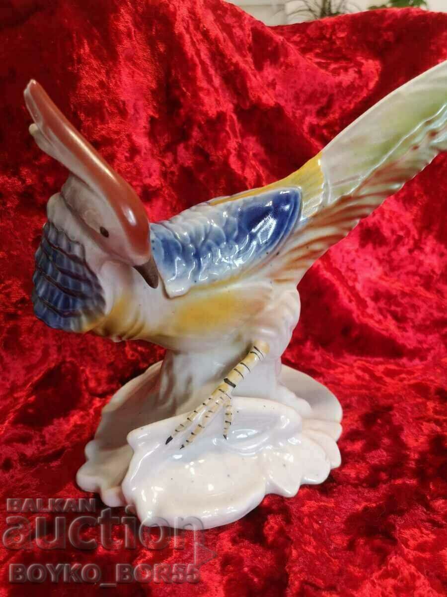 Veche Super Rară Figurină Bulgară din Porțelan Papagal