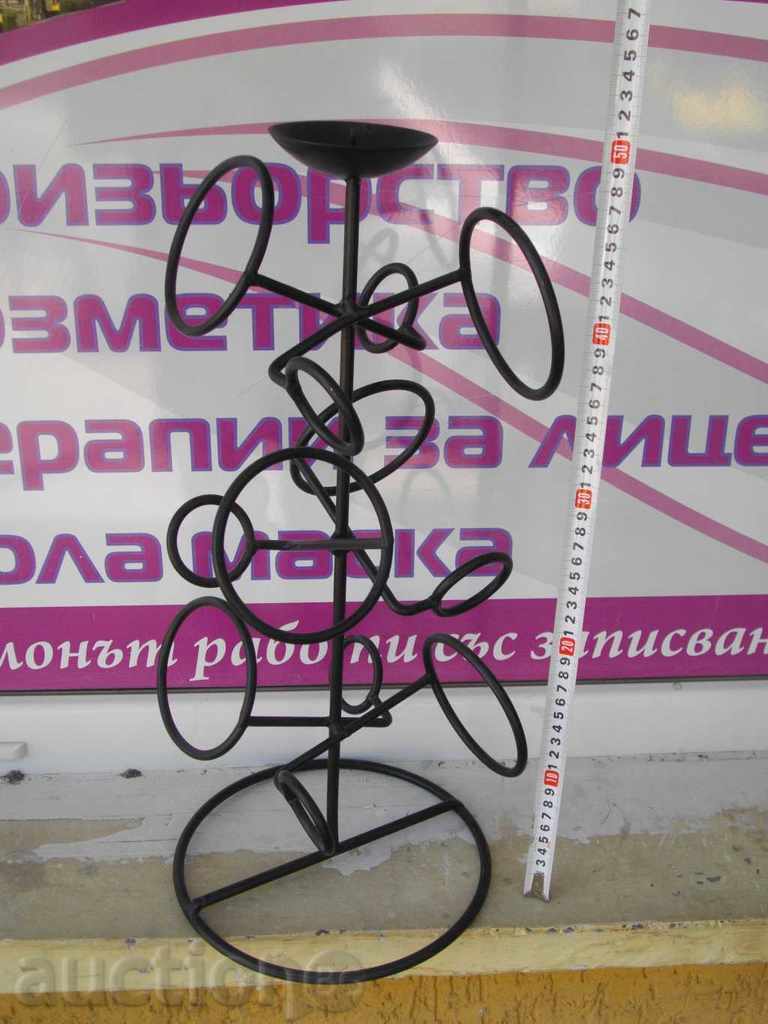 Stand for 6 bottles of metal and candlestick with price 20.00 BGN | € 10.23 Stand for 6 bottles of metal and candlestick with price 20.00 BGN | € 10.23