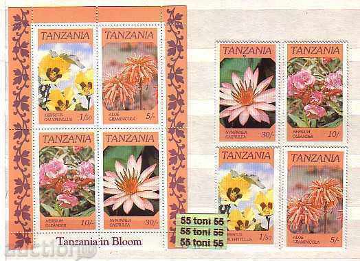 TANZANIA Flora - Flori 4 puncte + bloc
