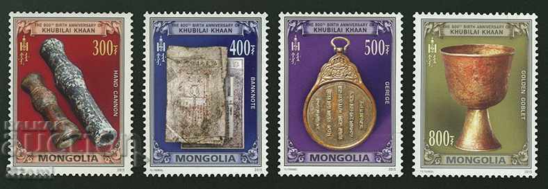 4 γραμματόσημα 800 χρόνια από τη γέννηση του Kublai Khan, 2015, Μογγολία
