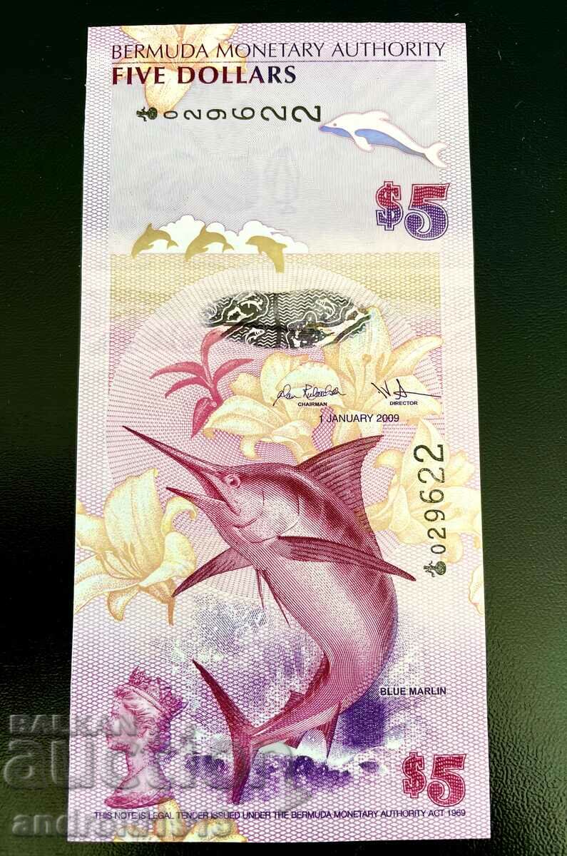 BERMUDA - 5 DOLLARS 2009, P-58, UNC