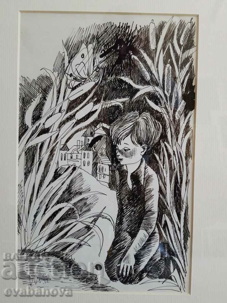 Nikolay Atanasov Tale 2 ink pen drawing with price 80.00 BGN | € 40.90