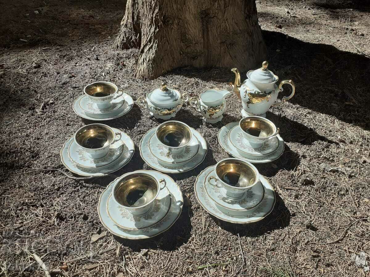 Delivery of Porcelain service for coffee or tea 21 pieces gilding Unique Delivery of Porcelain service for coffee or tea 21 pieces gilding Unique