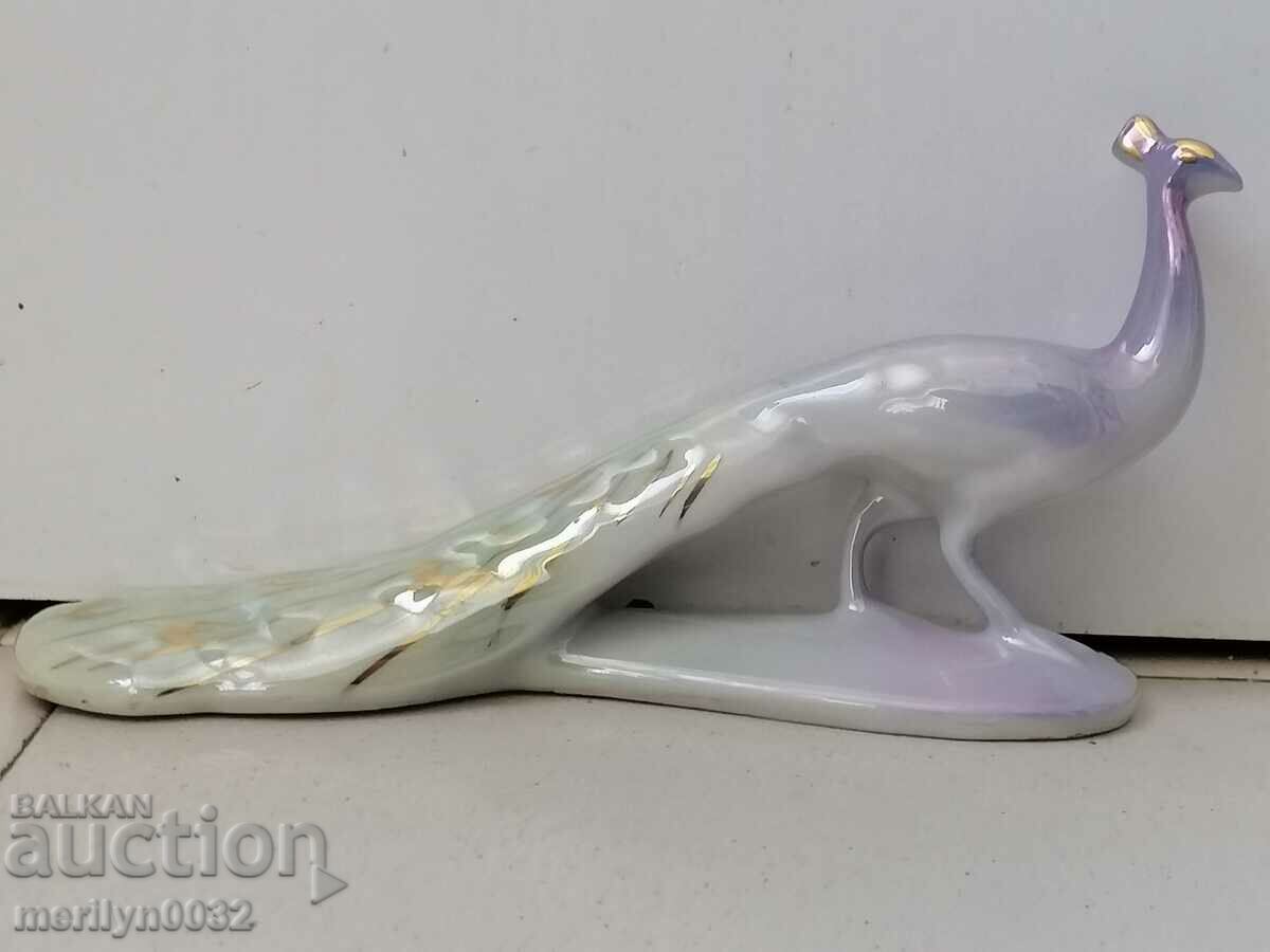 Bulgarian porcelain figure peacock 60s plastic sculpture with price 43.00 BGN | € 21.99 Bulgarian porcelain figure peacock 60s plastic sculpture with price 43.00 BGN | € 21.99